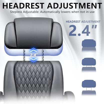 Office Chair with Foot Rest 400lbs, Heavy Duty Executive Leather Office Chair for Heavy People,Big and Tall High Back Ergonomic Comfy Office Desk Chair with Lumbar Support,Grey - color: Grey