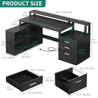 YITAHOME L Shaped Desk with 3 Drawers