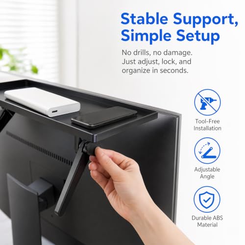 11.5 Inch Adjustable Screen Top Shelf Organizer for TV Computer Monitor Flat Screen, TV Mount Top Shelf Used to Place Soundbar Cable Box Speakers Apple TV Play-Station Camera Frames Remote - size: 11.5