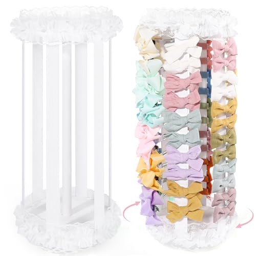 POVETIRE Bow Holder for Girls Hair Bows Hair Bow Organizer Pink Wood - color: White E