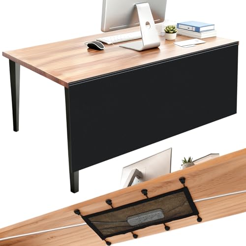 Tegeme 32" Under Desk Privacy Panel Self Adhesive Desk Curtain Skirt, Black - color: Black, size: 32''