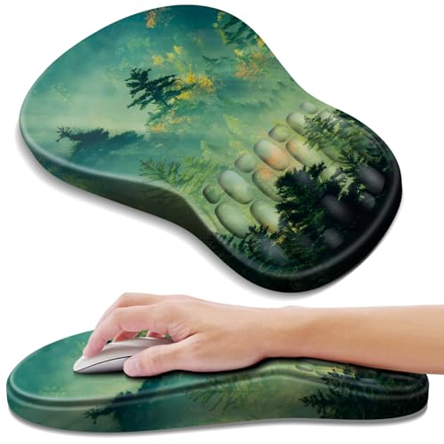 YIWEI Ergonomic Mouse Pad with Wrist Rest for Carpal Tunnel Pain Relief - color: Forest