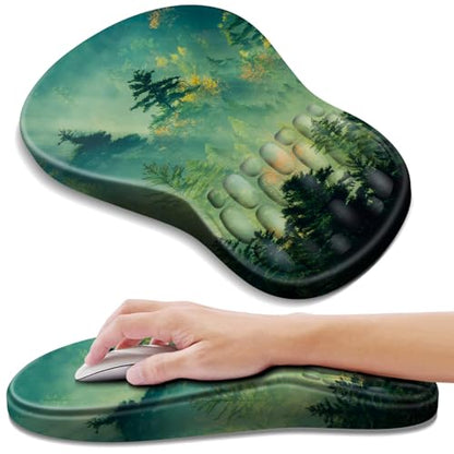YIWEI Ergonomic Mouse Pad with Wrist Rest for Carpal Tunnel Pain Relief - color: Forest