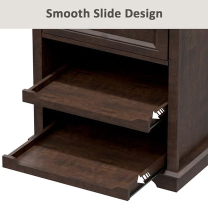 REDAYFUR Lateral File Cabinet 3 Drawer File Cabinet with Charging Station, Wood Lateral Filing Cabinet, Printer Stand with Open Adjustable Storage Shelves for Home Office, Cherry - color: Cherry