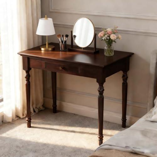 Walnut Writing Desks with Drawers, 35" French Country Style - color: Walnut, size: Standard-35 inches