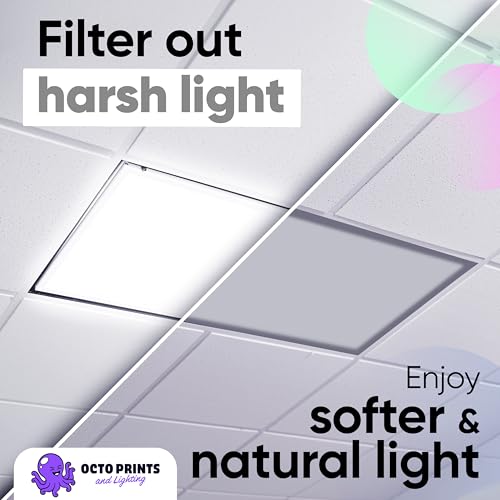 Fluorescent Light Covers for Ceiling Lights Classroom Magnetic Gray 4pk - color: Gray