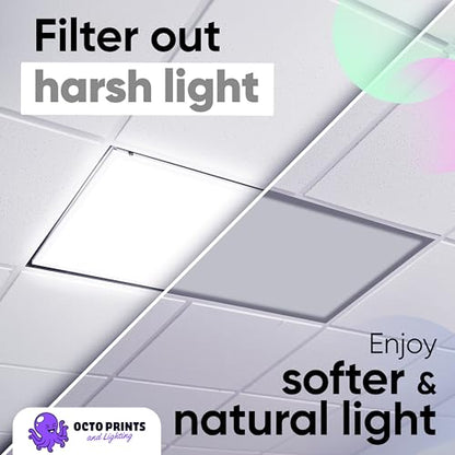 Fluorescent Light Covers for Ceiling Lights Classroom Magnetic Gray 4pk - color: Gray