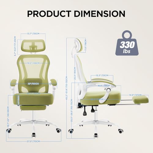 Ergonomic Office Chair with Footrest,Ultra Thick Desk Chair,Green - color: Green
