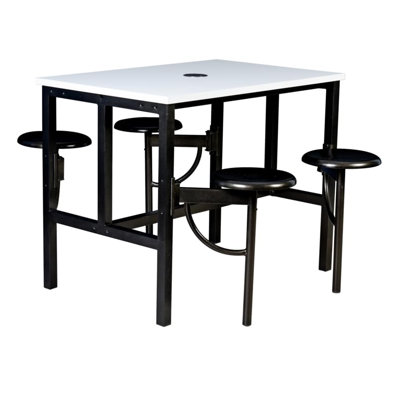 Romig Endure Standing Height Collaborative Table and Chair Set with 4 Pull-Out Swivel Stools, Dry Erase Whiteboard Top, Built-in Power Outlets and USB Charging, Classroom Training Table - color: White, size: 4 Seater