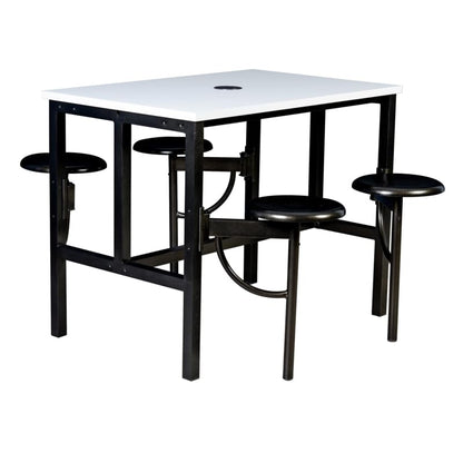 Romig Endure Standing Height Collaborative Table and Chair Set with 4 Pull-Out Swivel Stools, Dry Erase Whiteboard Top, Built-in Power Outlets and USB Charging, Classroom Training Table - color: White, size: 4 Seater