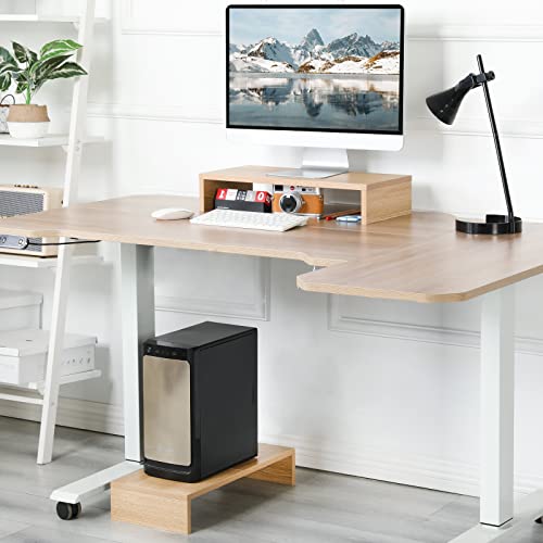 TEAMIX 2-Pack Monitor Stand Riser 20 inch, Wood Desk Computer Shelf, Maple - color: Maple, size: 2 Pack-20 inch