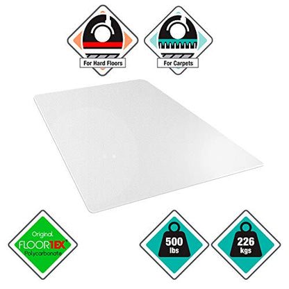 Cleartex Floortex Megamat Extra Thick 46-inch x 60-inch Rectangular Chair Mat for Hard Floors & Carpets, Polycarbonate (FCM121525ER) - size: 46" x 60"