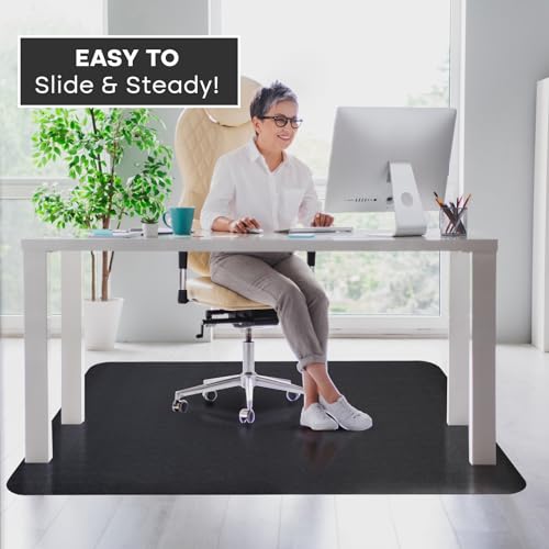 Office Chair Mat for Hardwood Floor: 63" x 51" Extra Large Desk Chair Mat | Black Anti-Slip Rubber Floor Mat for Gaming Rolling Chair, Heavy Duty Sturdy Floor Protector Mat Under L Computer Desk - size: 63" x 51"
