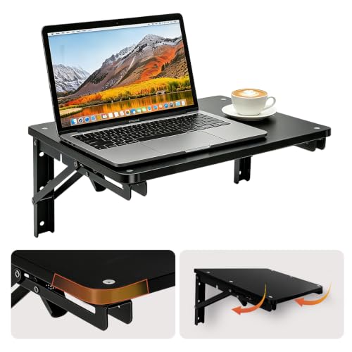 Folding Shelf Wall Mounted for Small Space | Black Wall Table for Living Room Bedroom Decor, Home Office Floating Fold Down Desk, Media Shelves with Heavy, 16.5"*11.8" - color: Black, size: 16.5"*11.8"
