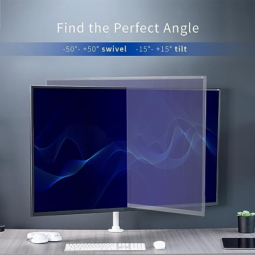 VIVO Ultra Wide TV Desk Mount for up to 55 inch Screens Weighing 66 lbs, Full Motion Height Adjustable Single Television Stand, White, STAND-V155CW - color: White, size: up to 55" screens