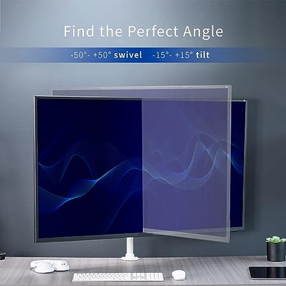 VIVO Ultra Wide TV Desk Mount for up to 55 inch Screens Weighing 66 lbs, Full Motion Height Adjustable Single Television Stand, White, STAND-V155CW - color: White, size: up to 55" screens