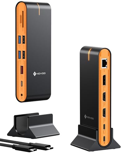 NOVOO 15 in 1 Laptop Docking Station Dual Monitor, 8K DP & Dual 4K HDMI