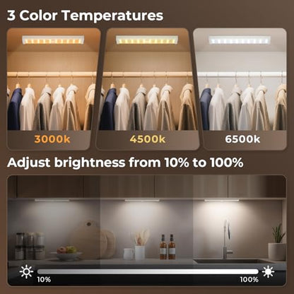 4 Pack Under Cabinet Lights, Rechargeable Motion Sensor Light Indoor Magnetic Closet Lights, Under Counter Lights for Kitchen, Wardrobe, Hallway, Stairs - size: 8.4inch-4Pack
