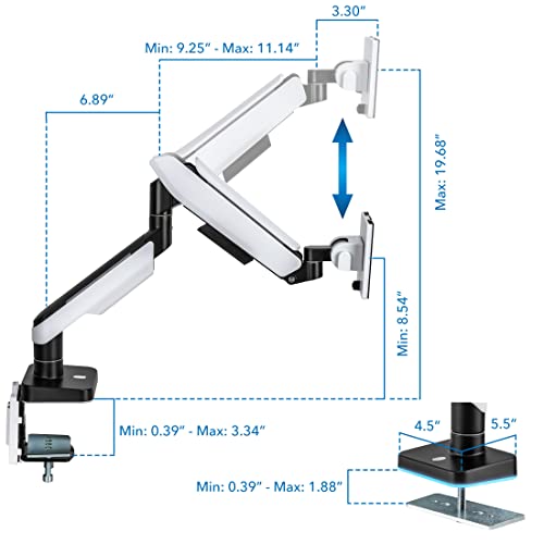 Mount-It! Heavy-Duty Ultrawide Monitor Arm up to 49”, 44 lb Capacity, Desk Mount for Curved & Widescreen Monitors, Compatible with Samsung Odyssey G9, Gas Spring, RGB Lighting, VESA 75x75 & 100x100