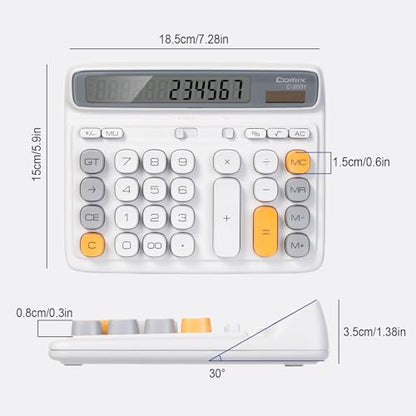 Comix Desk Calculator with 12 Digits Large LCD Display, Solar Battery Dual Power, Large Computer Keys Basic Calculator for Home Office School - color: Gray