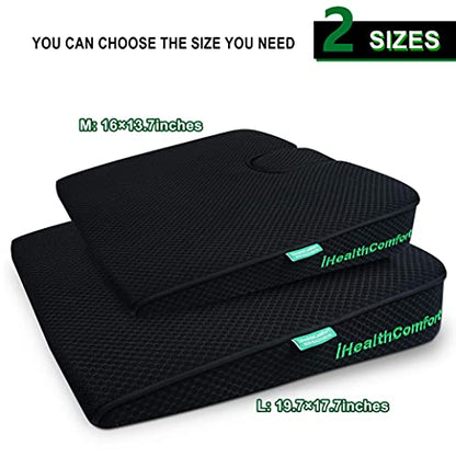 Wedge Seat Cushion Orthopedic Coccyx Tailbone Pain Relief Cushion, Memory Foam Ergonomic Wedge Pillow for Office Chair, Driving, Wheelchair, Gaming Non-Slip Bottom with Portable Handle - size: 16x13.7