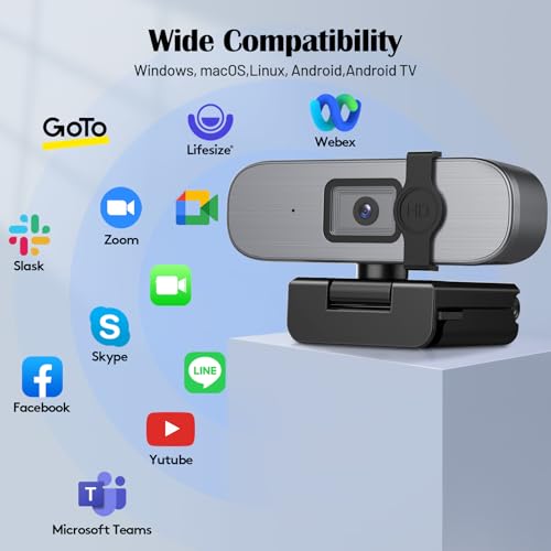 YQE 4K Webcam with Tripod, UHD Web Cam with Microphone, PDAF Autofocus Webcam with Remote Control, Privacy Cover, USB Type-A & A-to-C Adapter Computer Camera for Calling, Zoom/Teams/Facetime/Switch 2