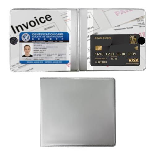 Ziciner Car Registration and Insurance Holder, 5.2"× 4.7" Premium Leather Auto Glove Box Organizer with Closure, Essential Car Document Holder for Card, Driver License (Silver) - color: Silver, size: 1 PC
