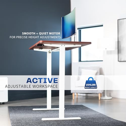 VIVO Dark Walnut 60 x 30 in Standing Desk, DESK-KIT-0W6D - color: Dark Walnut Top / White Frame, size: 60 x 30 inch