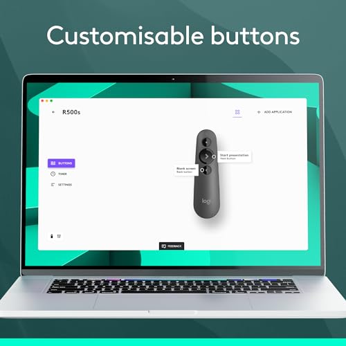 Logitech Wireless Presenter R500s, PowerPoint Clicker with Laser Pointer, Wireless Presentation Clicker Remote - color: Red Laser, style: 3 buttons
