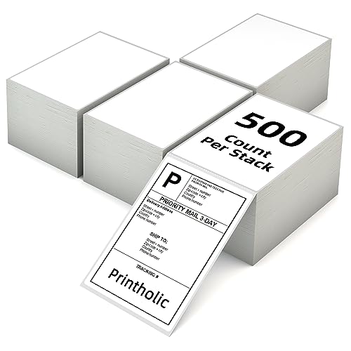4" x 6" Fanfold Thermal Shipping Labels, 4 Stacks (500/Stack) | For Zebra/Rollo/MUNBYN Thermal Printers, 3-Proof, Perforated & Strong Adhesive, Jam-Free, Easy Peel, Total 2000 White Labels - size: 4" x 6", style: 4 Stacks