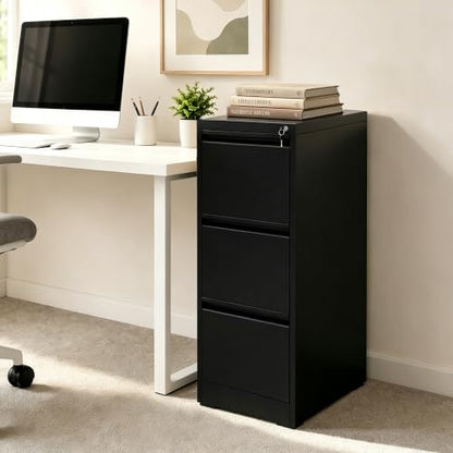 3 Drawer File Cabinet for Home Office, Vertical Filing Cabinet - color: Black, size: 40.4"H - 3 Drawer