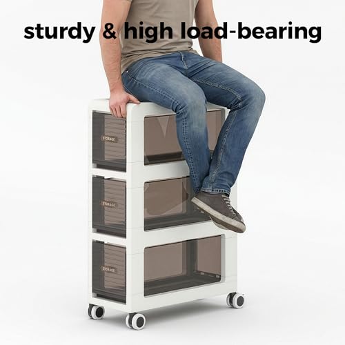 Bathroom Storage with Drawers, 7.87" Wide Slim Cabinet with Wheels - size: 7.87" Wide