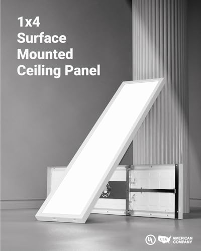 Sunco 10 Pack 1x4 LED Flat Panel Light, Dual Selectable CCT 3500K/4000K/5000K & Wattage 30W/40W/46W, 5700LM, 0-10V Dimming, Surface Mount, Matte White, Drop Ceiling Fixture - ETL DLC | 5700LM, Selectable Wattage 30W/40W/46W, Selectable CCT 3500K/4000K/500
