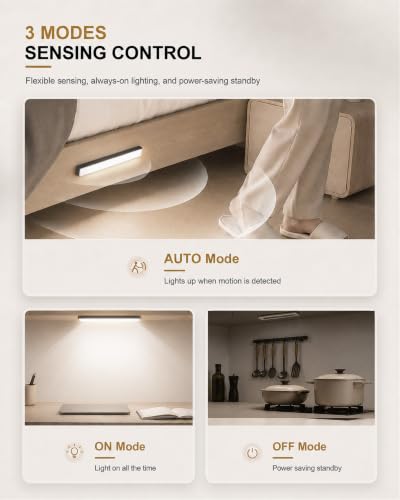 4-Pack 10 Inch Under Cabinet Lighting, 6500K Motion Sensor Light Black - color: Black | Daylight