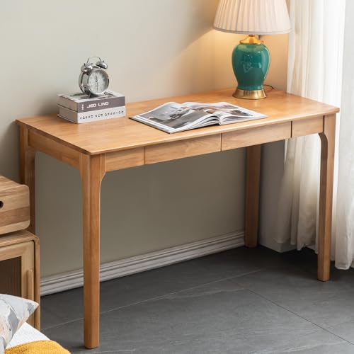 Solid Wood Desk, Gaming Study Home Office Desks for Work, Student PC Desk for Bedroom, Small Computer Desk for Small Spaces, Easy to Assemble (Wood Color, 39inch) - color: Wood Color, size: 39inch