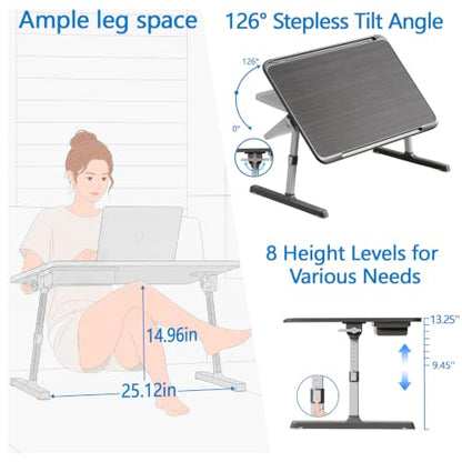 Potuopy Adjustable Laptop Lap Desk, X-Large Foldable Bed Table Tray - color: Striped