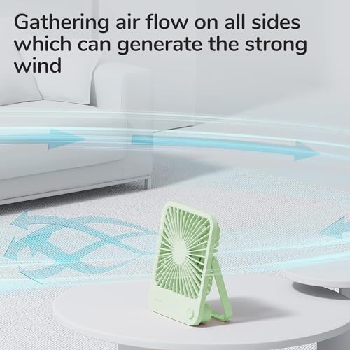 JISULIFE Desk Fan Battery Rechargeable, 180°Foldable Portable Personal Fan - color: Green, size: 4500mAh