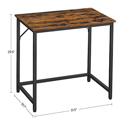 VASAGLE Computer Desk, Office Work Desk, 31.5 x 19.7 x 29.9 Inches, for Study, Bedroom, Home Office, Living Room, Rustic Brown and Ink Black ULWD038B01 | Gaming Desk, Home Office Desk, Modern Basic Style, Metal Frame, Rustic Brown and Matte Black, BARNET