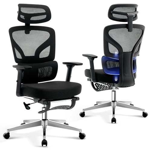 Ergonomic Office Chair Mesh – Adjustable Lumbar 3D Armrests High-Back Desk - color: Black-df