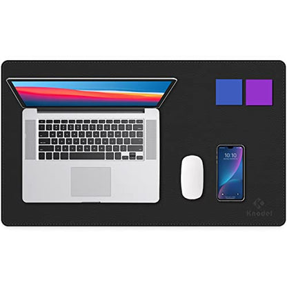 K KNODEL Small Sewing Leather Desk Mat, Desk Pad (Black, 23.6" x 13.8") - color: Black/Black, size: 23.6" x 13.8"