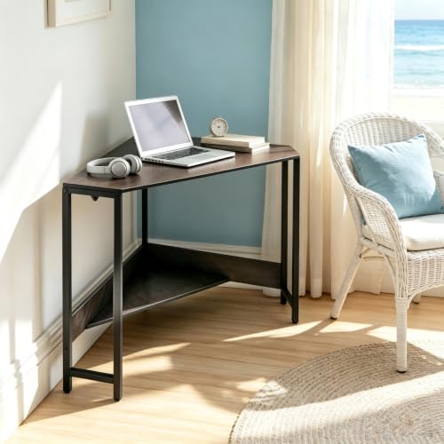 Corner Desk with Outlets and USB Ports, Triangle Desk with Storage