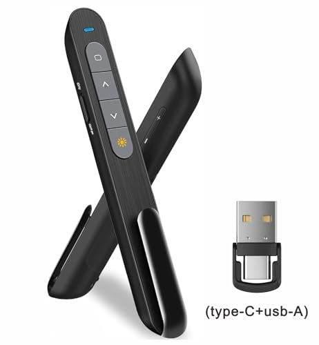 Presentation Clicker USB c, Hyperlink Volume Control Presentation Clicker,PowerPoint Clicker Presentation Remote， Pointer Slide Advancerwith USB-A&C Receiver， Computers, laptops,Mac Keynote,LBBYDDLL