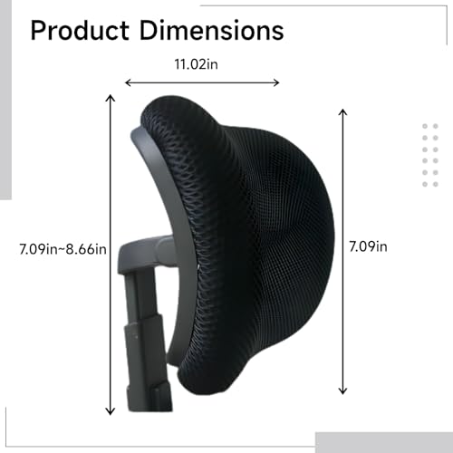 Office Chair Headrest, No Drilling, Easy to Install, Adjustable Height, 11 x 7.1 in / 28 x 18 cm, Ergonomic Desk Chair Neck Support Attachment, Black