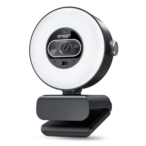 EMEET S600L 4K Webcam for Streaming with Ring Light, 1/2" Sensor, 0.2S PDAF - style: S600L Ring Light 1/2" Sensor