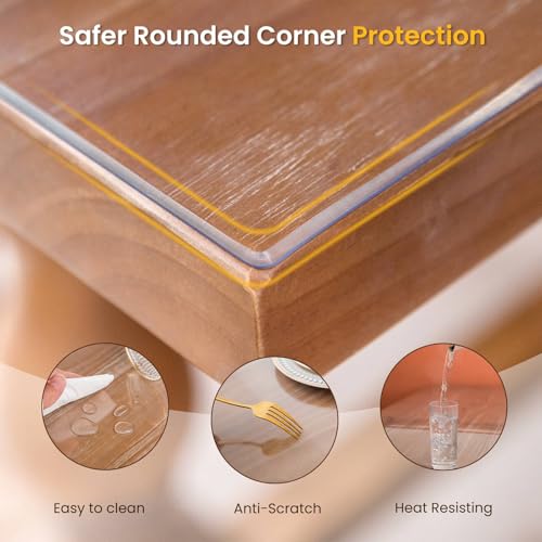 Clear Table Cover Protector, 14 x 24 Inch Clear Desk Mat, 1.5mm Thick Plastic Table Cover, Transparent Desk Cover, Desk Protector Mat for Desktop, Writing Desk - size: 14" x 24"