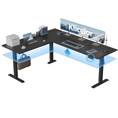 Klicelor L Shaped Standing Desk 75 x 61 Inch, Electric Height Adjustable Corner Desk for Home Office Workstation, Ergonomic Sit Stand Computer Table with Memory Controller, Black - color: Black, size: 75 x 61 Inch