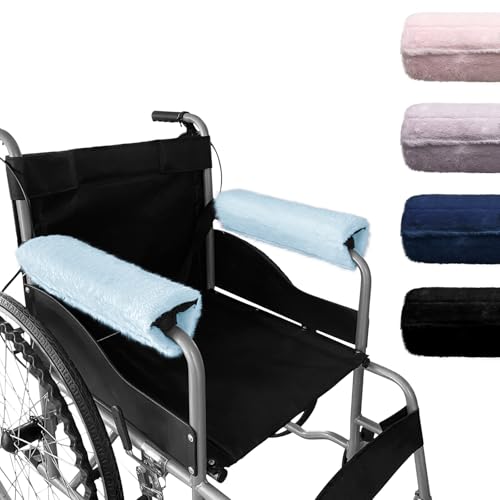 SPRING SEAON Wheelchair Armrest Pads Covers Fuzzy Desk Chair Arm Pads Soft - color: Light Blue