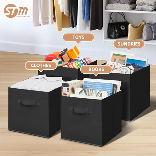 STORAGE MANIAC Storage Cubes, 11 Inch Collapsible Storage Bins with Handles, 10 Pack Fabric Foldable Bins for Organization, Durable Storage Bins for Closet, Shelves, Offices, Toys, 10-Pack Black - color: Black-10 Pack, size: 11 INCH