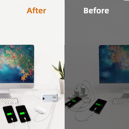 USB Charger Station Multi Port, Portable 6 Ports Chargers for Multiple Devices, Wall Charger Adapter for iPhone 17 16 15 pro max Samsung Galaxy S25/S24/S23