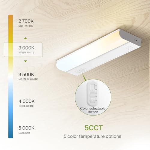 ASD LED Under Cabinet Lighting Hardwired, 12 Inch 5W 2700K-5000K Selectable, 442LM, CRI90+, Direct Wire Linkable Under Counter Lights for Kitchen, Dimmable Under Cabinet Lights, White, UL Certified - color: 12 Inch White, size: 1 Pack